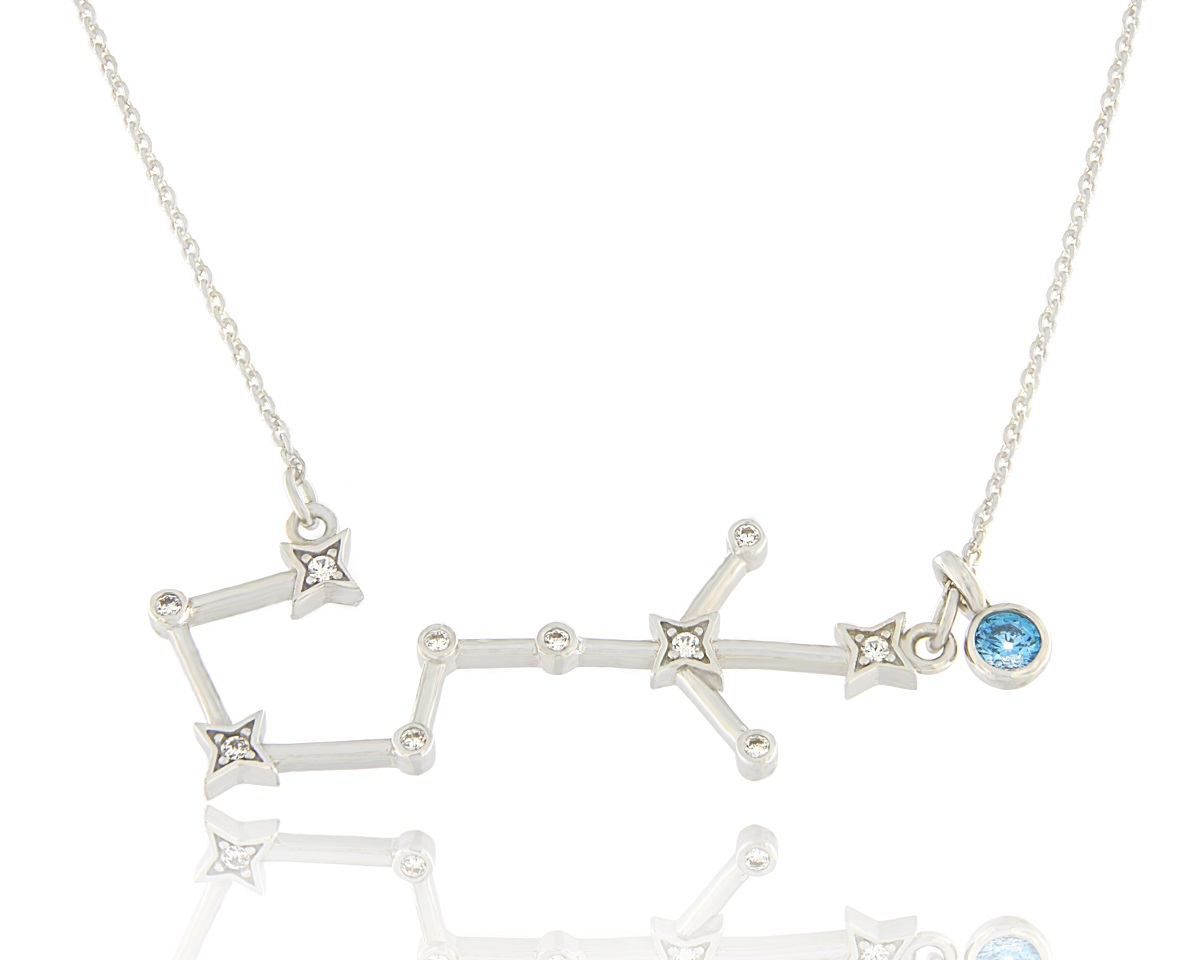 1/5 CT. T.W. Diamond Libra Constellation Necklace in Sterling Silver | Zales